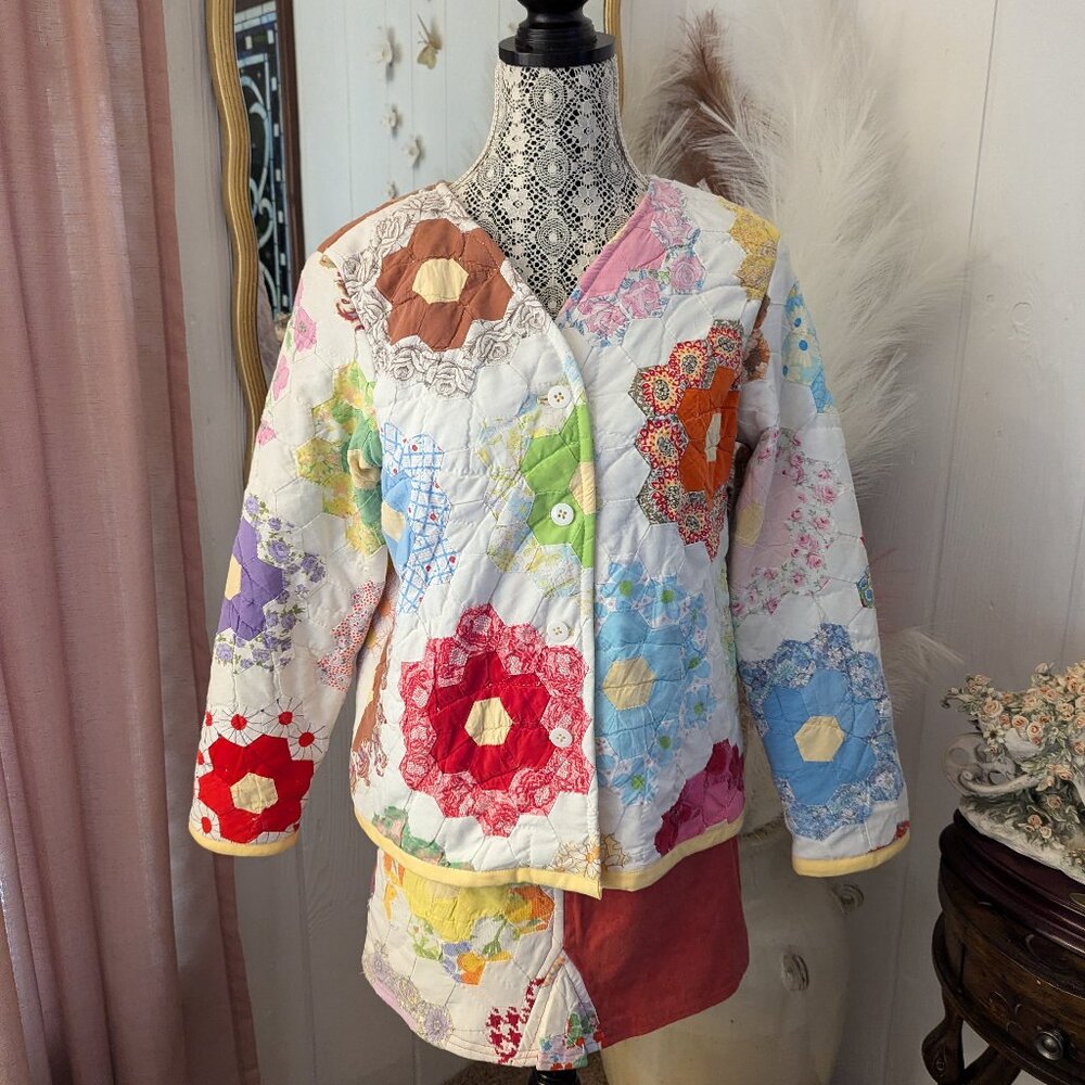 Upcycled Vintage Quilt Jacket Size 10/12